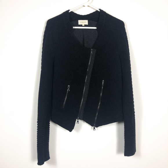Shae Sweaters - Shae Black Asymmetrical Zipper Sweater